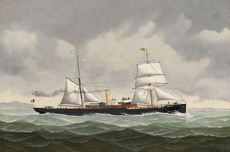 John Henry Mohrmann The Belgian steamer Amelie bound for Spain Germany oil painting art